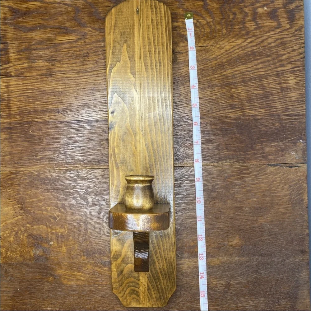 VNTG MCM Style All Wooden Candle Holders Set of 2 Cottagecore
